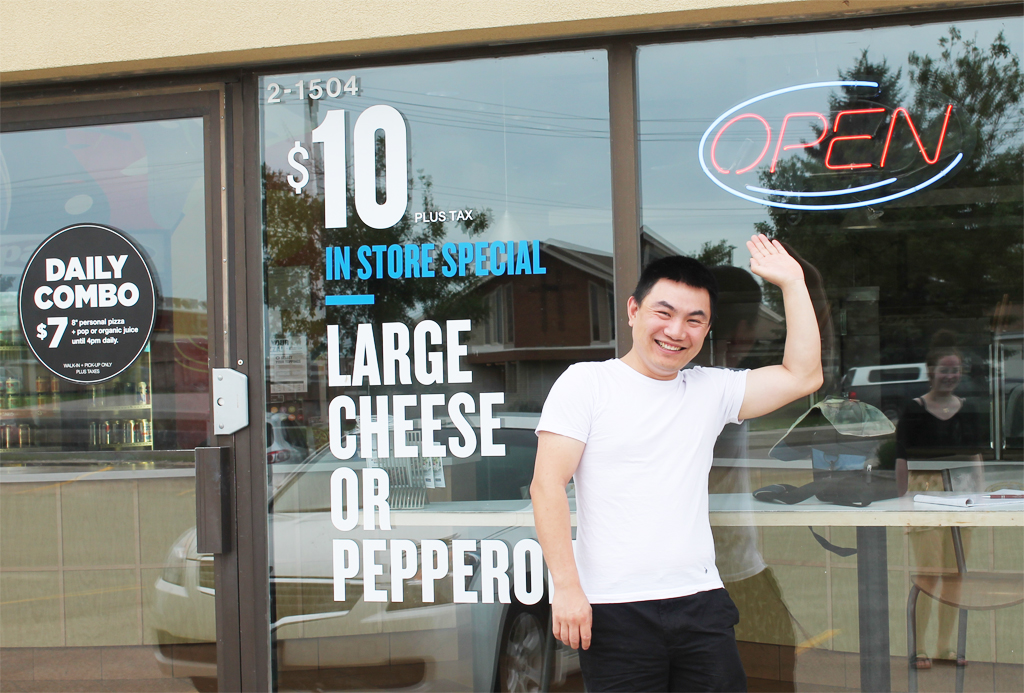 Cheng Tang says hi from his pizza restaurant on St. Mary's in St. Vital. Soon to be Pizza Gong! Hungry? Lunch Special? Call (204) 940-4950.